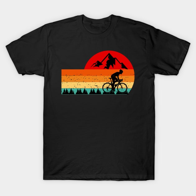 Gravel Bike Riding in the Forest with Mountain T-Shirt by playndirt